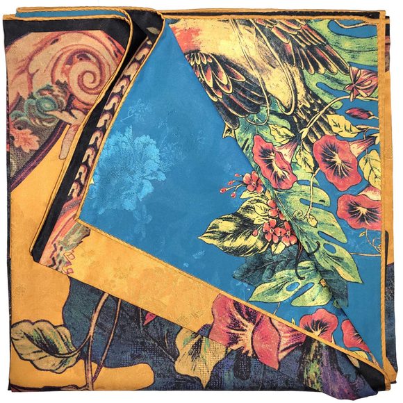 NWT Double Sided Silk Scarf 52"x52" Large Square Shawl Wrap XiangYunShal 2286 - Picture 6 of 15